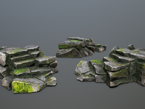 Mossy rocks 3D मॉडल