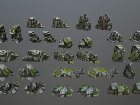 Mossy rocks 3D मॉडल