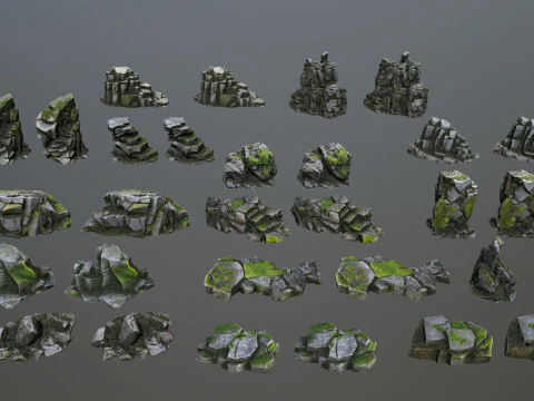 Omszałe skały Model 3D