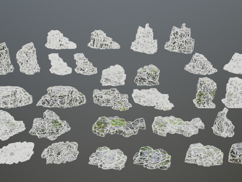 Mossy rocks 3D मॉडल