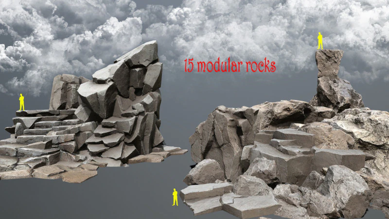 Desert rocks 3D Model .c4d .max .obj .3ds .fbx .stl .blend 
