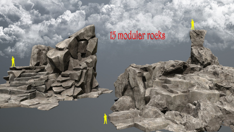 Desert rocks Model 3D .c4d .max .obj .3ds .fbx .stl .blend