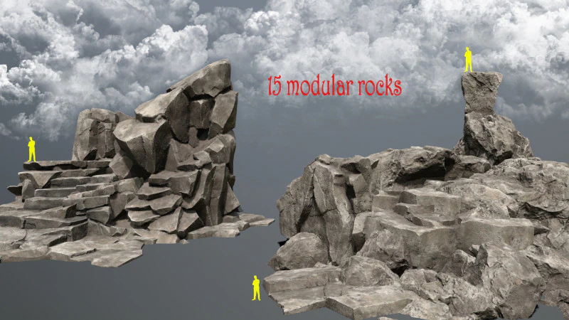 Desert rocks 3D Model .c4d .max .obj .3ds .fbx .stl .blend 