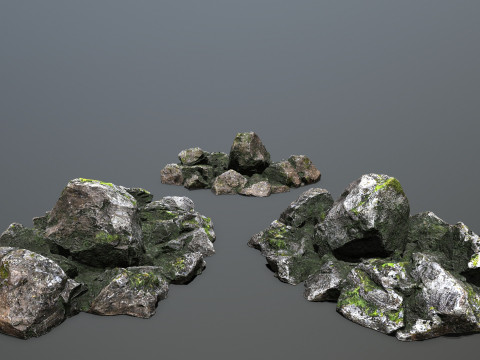 Mossy rocks 3D मॉडल