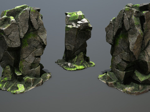 Mossy rocks 3D मॉडल