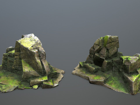 Mossy rocks 3D मॉडल