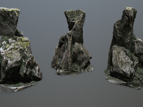 Mossy rocks 3D मॉडल