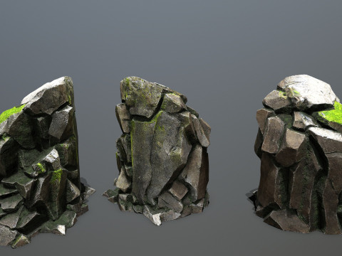 Mossy rocks 3D मॉडल