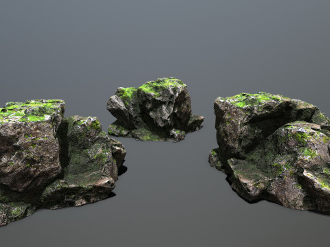 Mossy rocks 3D मॉडल