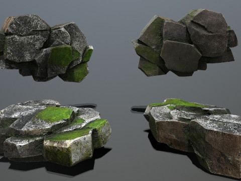 Mossy rocks 3D मॉडल