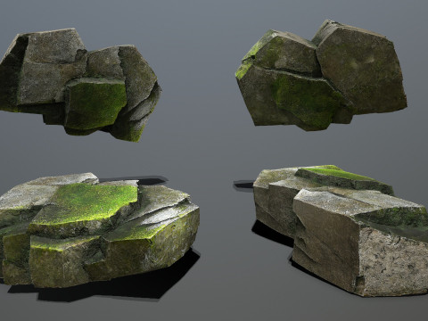 Mossy rocks 3D मॉडल