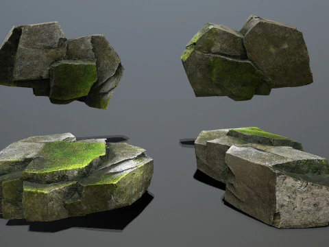 Omszałe skały Model 3D