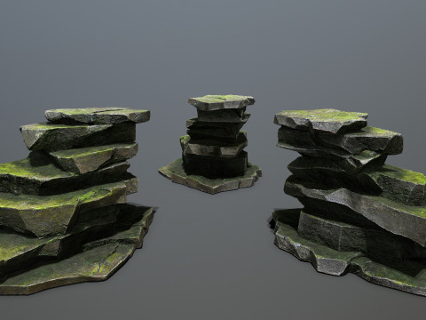 Mossy rocks 3D मॉडल