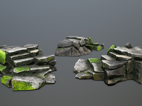Mossy rocks 3D मॉडल