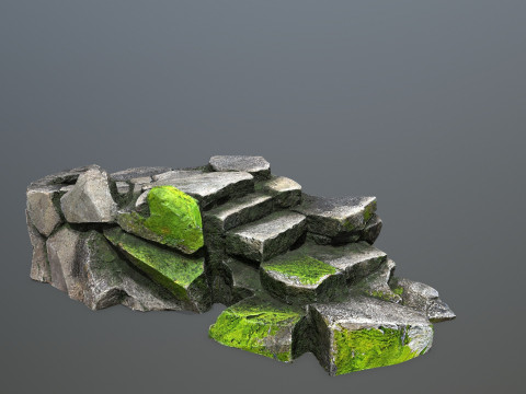 Mossy rocks 3D मॉडल