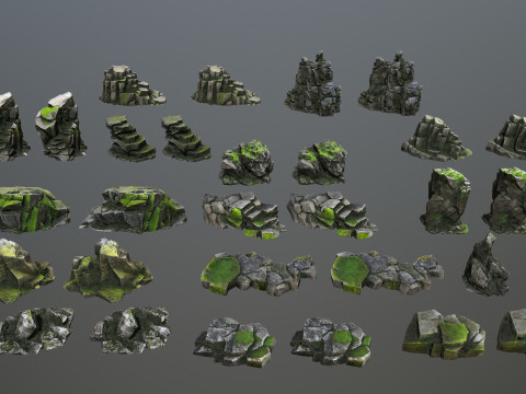 Mossy rocks 3D मॉडल