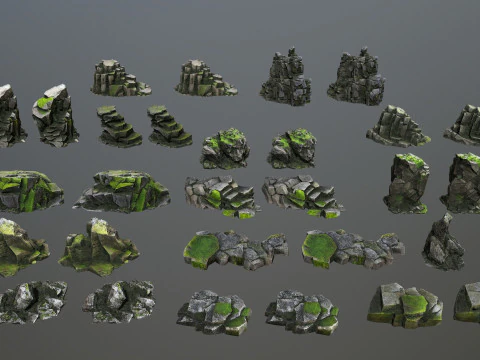 Omszałe skały Model 3D