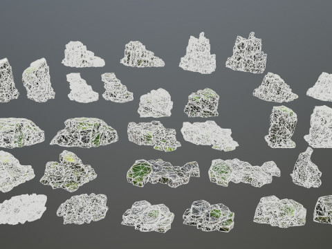 Mossy rocks 3D मॉडल