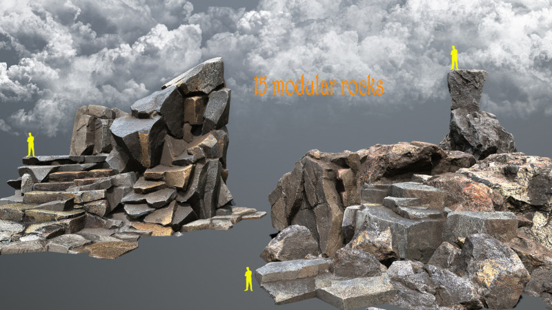 Volcanic rocks 3D 模型 .c4d .max .obj .3ds .fbx .stl .blend 