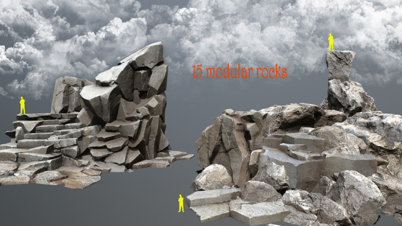 Desert cliff rocks 3D Model .c4d .max .obj .3ds .fbx .stl .blend