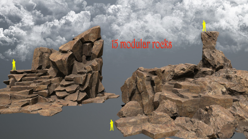 Desert rocks 3D 模型 .c4d .max .obj .3ds .fbx .stl .blend 
