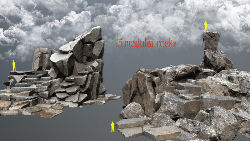 Desert rocks 3D 模型 .c4d .max .obj .3ds .fbx .stl .blend 