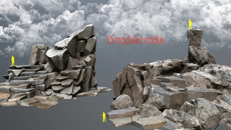 Desert rocks 3D Model .c4d .max .obj .3ds .fbx .stl .blend 