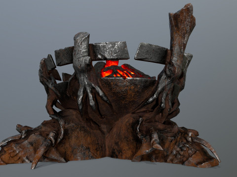 Средневековые жаровни с подсветкой 3D Модель