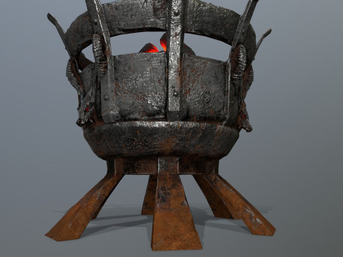 Средневековые жаровни с подсветкой 3D Модель