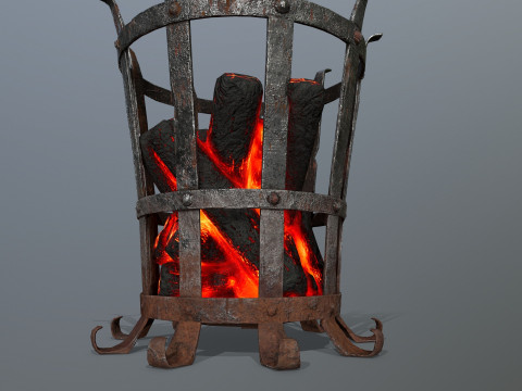 Средневековые жаровни с подсветкой 3D Модель