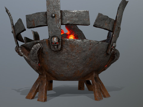 Средневековые жаровни с подсветкой 3D Модель