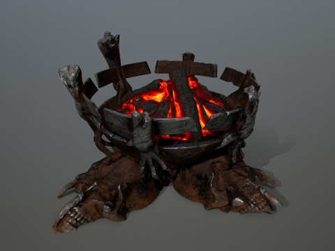 Средневековые жаровни с подсветкой 3D Модель