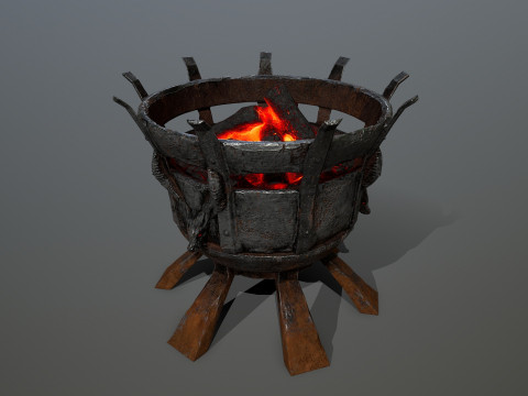Средневековые жаровни с подсветкой 3D Модель