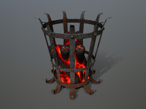 Средневековые жаровни с подсветкой 3D Модель