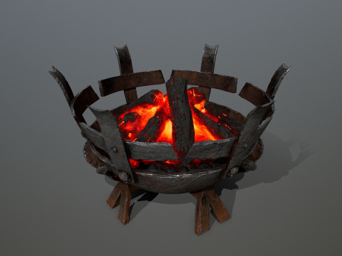 Средневековые жаровни с подсветкой 3D Модель