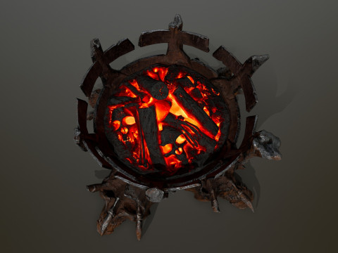 Средневековые жаровни с подсветкой 3D Модель