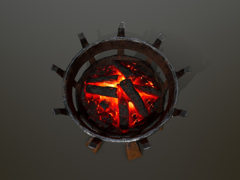 Средневековые жаровни с подсветкой 3D Модель