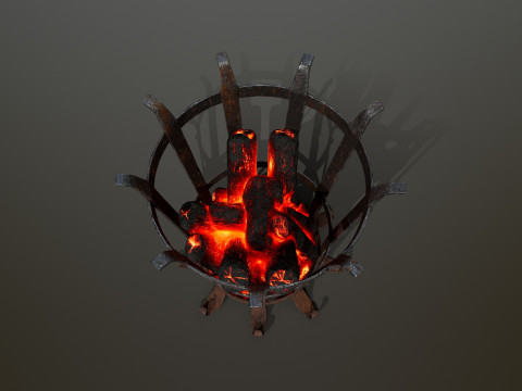 Средневековые жаровни с подсветкой 3D Модель