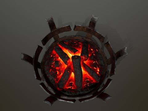 Средневековые жаровни с подсветкой 3D Модель