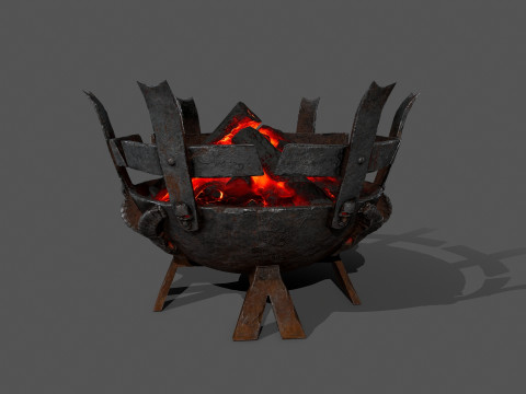 Средневековые жаровни с подсветкой 3D Модель