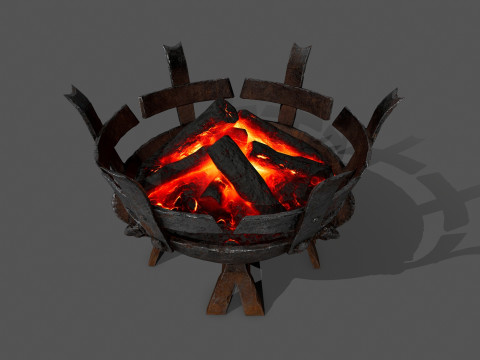 Средневековые жаровни с подсветкой 3D Модель