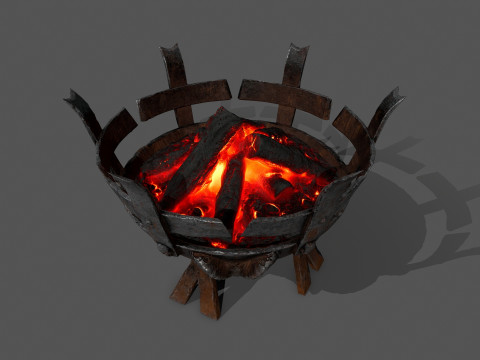 Средневековые жаровни с подсветкой 3D Модель