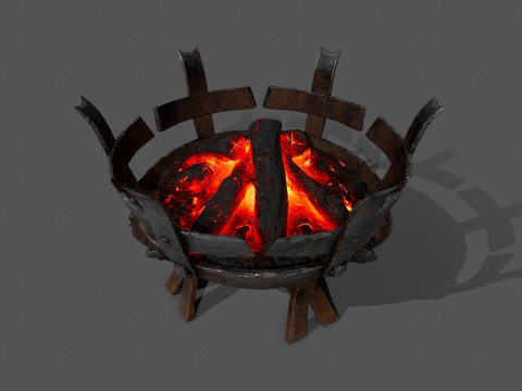 Средневековые жаровни с подсветкой 3D Модель