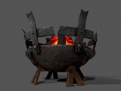 Средневековые жаровни с подсветкой 3D Модель