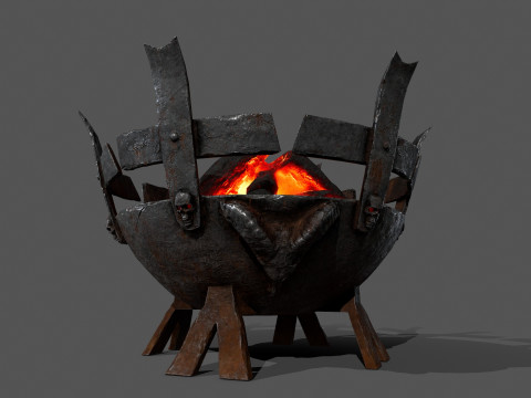 Средневековые жаровни с подсветкой 3D Модель