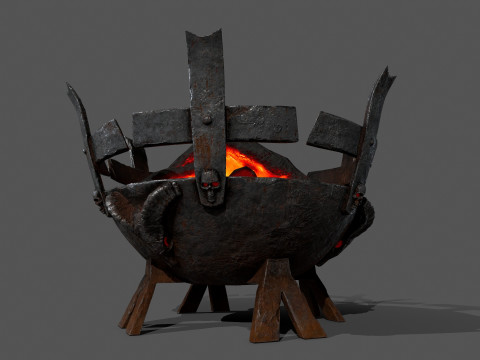 Средневековые жаровни с подсветкой 3D Модель