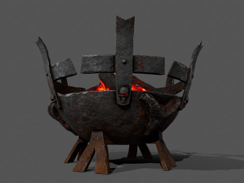 Средневековые жаровни с подсветкой 3D Модель