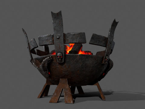 Средневековые жаровни с подсветкой 3D Модель