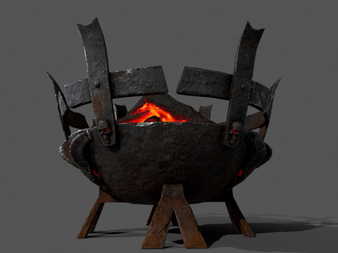 Средневековые жаровни с подсветкой 3D Модель