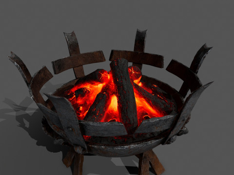 Средневековые жаровни с подсветкой 3D Модель